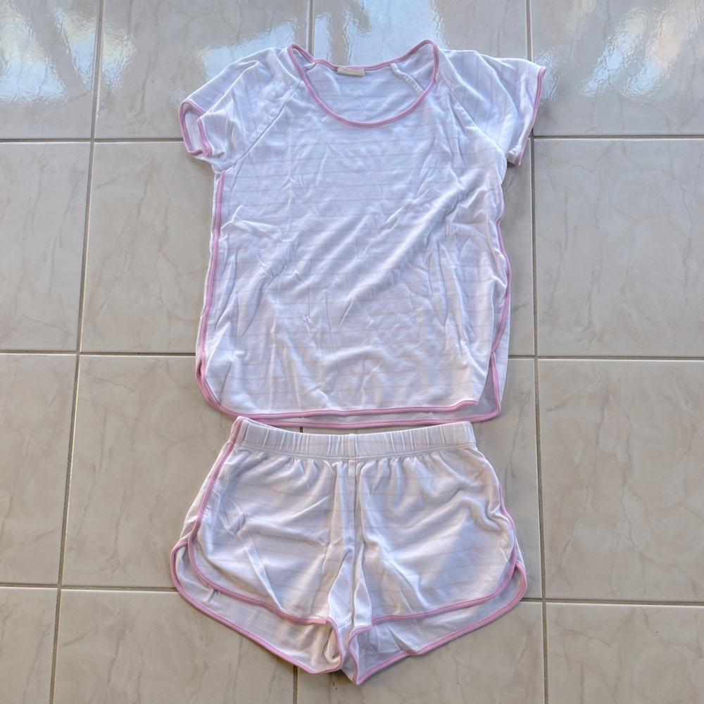 LAKE Pink Pima Shorts Set in Peony